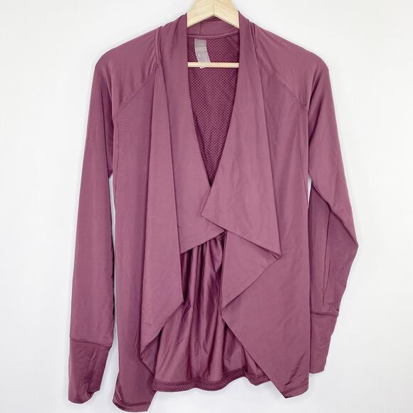 Zuda Z-Sol Eggplant Red Purple Drape Front Cardigan Women's Size XX-Small XXS - Picture 2 of 8